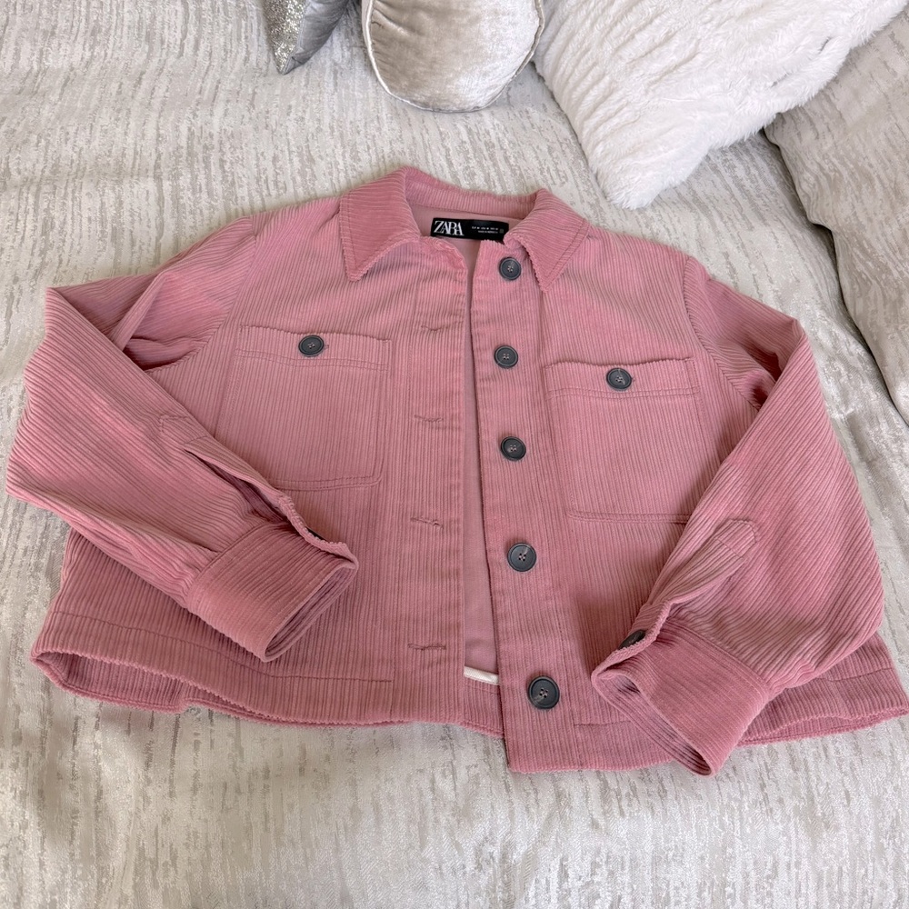 Zara cropped shacket dusty pink